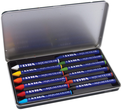 Lyra Aquacolor Water-Soluble Crayons 12/Pkg-Assorted Colors - 5611120