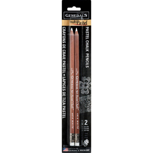 General's MultiPastel (R) Chalk Pencils 2/Pkg-White - 4414-2BP - 044974441421