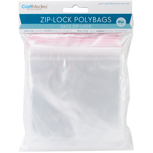 Craft Medley Ziplock Polybags 40/Pkg-4"X4" Clear PB008 - 775749124064
