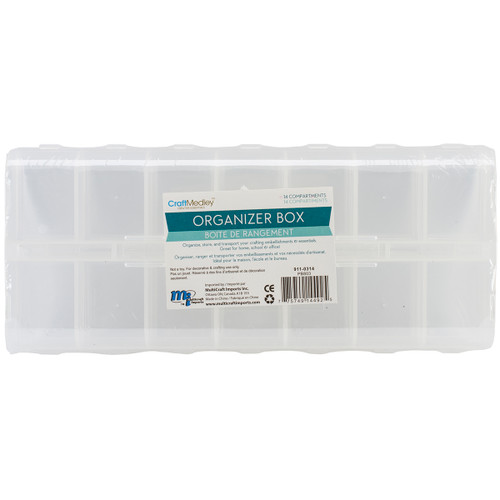 Craft Medley Organizer Box W/Snap Lids 14 Compartments-9"X4"X1" PB803 - 775749144925