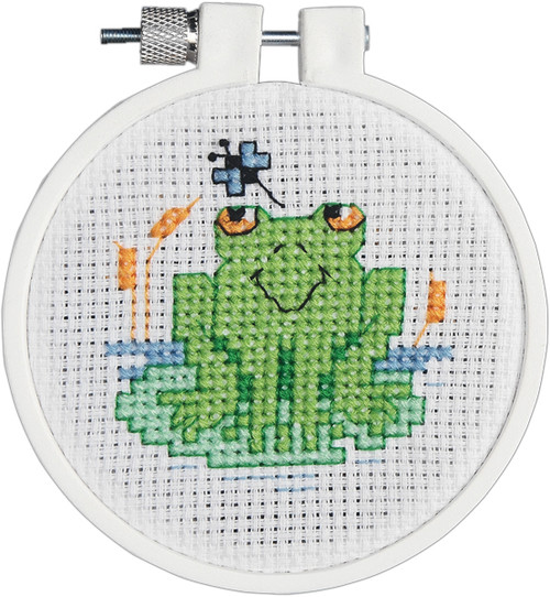 Janlynn Kid Stitch Mini Counted Cross Stitch Kit 3" Round-Soggy Froggy (11 Count) - 21-0985 - 049489219855 Janlynn Kid Stitch Mini Counted Cross Stitch Kit 3" Round-Soggy Froggy (11 Count) - 21-0985 - 049489219855