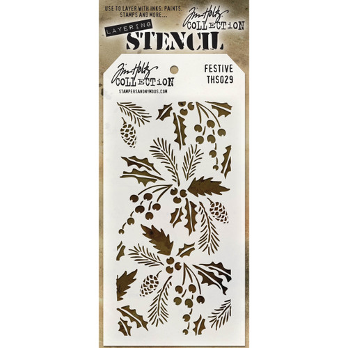 Tim Holtz Layered Stencil 4.125"X8.5"-Festive - THS-029 - 748252607157