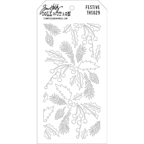 Tim Holtz Layered Stencil 4.125"X8.5"-Festive THS-029