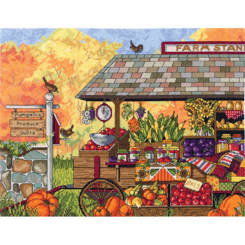 Janlynn Counted Cross Stitch Kit 16"X12"-Buck's County Farm Stand (14 Count) - 17-0111 Janlynn Counted Cross Stitch Kit 16"X12"-Buck's County Farm Stand (14 Count) - 17-0111
