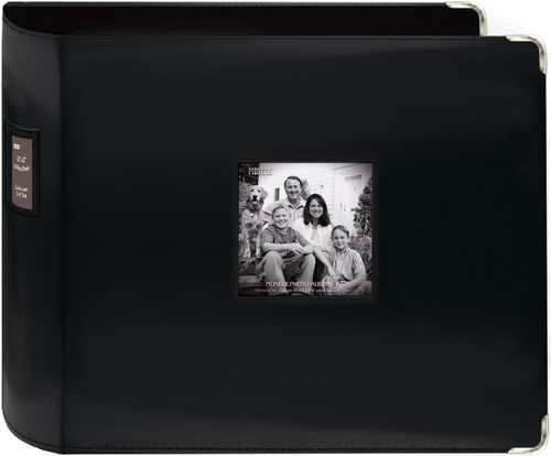 Pioneer 3-Ring Sewn Leatherette Album 12"X12"-Black -T12JF-BK - 023602637733
