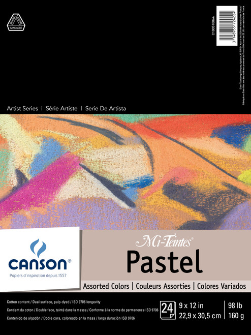 Canson Mi-Teintes Pastels Paper Pad 9"X12"-Assorted Colors 24 Sheets - 10864 - 31489557242243148955724224