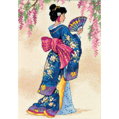 Dimensions Gold Petite Counted Cross Stitch Kit 7"X5"-Elegant Geisha (18 Count) 6953