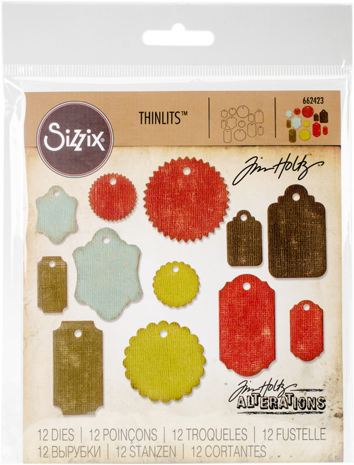 Sizzix Thinlits Dies By Tim Holtz 12/Pkg-Gift Tags 662423 - 630454241652