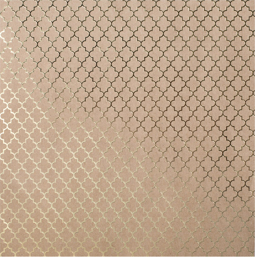 Bazzill Foiled Kraft Cardstock 12"X12"-Gold Lattice KFOIL12-5105 - 846523051057