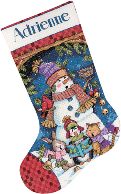 Dimensions Counted Cross Stitch Kit 16 Long-Santa & Snowman Stocking (14  Count)