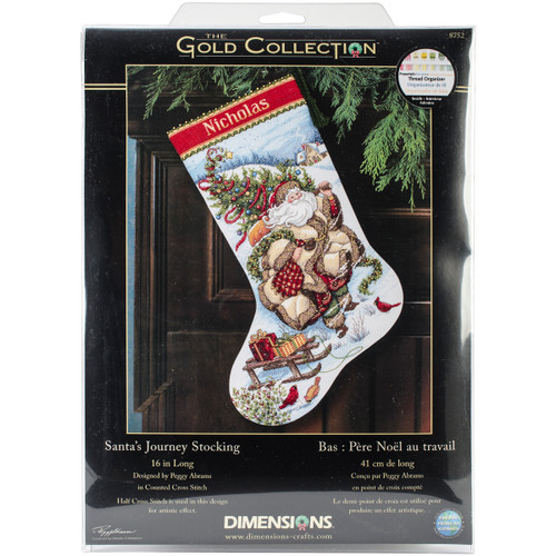 Dimensions Gold Collection Counted Cross Stitch Kit 16" Long-Santa's Journey Stocking (18 Count) 8752 - 088677087524