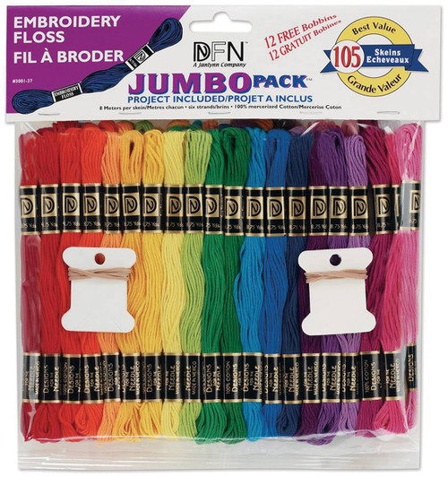 Janlynn Cotton Embroidery Floss Jumbo Pack 8.7yd 105/Pkg-Assorted Colors - 3001-37 - 029064001372