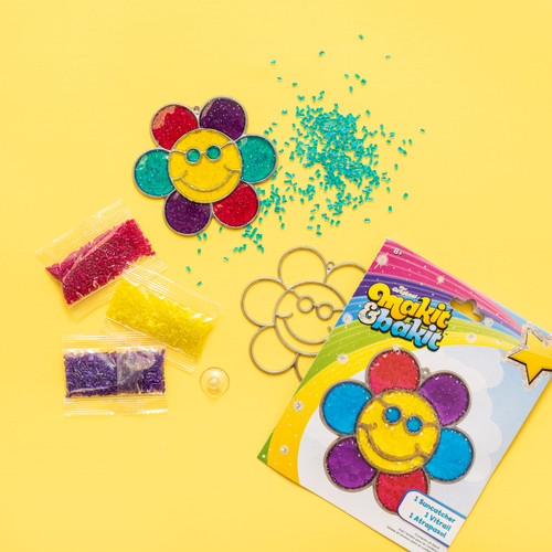 Makit & Bakit Suncatcher Kit-Glitter Smiley Face Flower -TB-48947