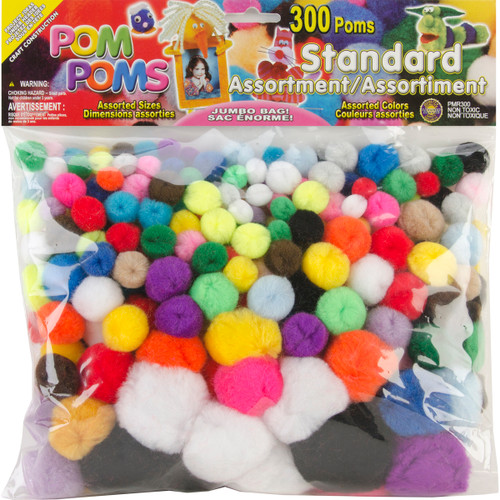 Pepperell Pom-Poms Assorted 300/Pkg-Standard - POM-PMR - 725879819217