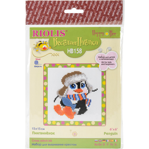 RIOLIS Counted Cross Stitch Kit 6"X6"-Penguin (10 Count) -RHB158 - 4630015060605
