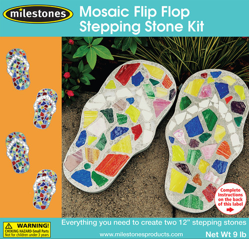 Milestones Mosaic Stepping Stone Kit-Flip-Flop 12" - 90111290 - 601950244225