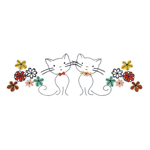 Tobin Stamped For Embroidery Pillowcase Pair 20"X30"-Retro Cats - T232136 Tobin Stamped For Embroidery Pillowcase Pair 20"X30"-Retro Cats - T232136