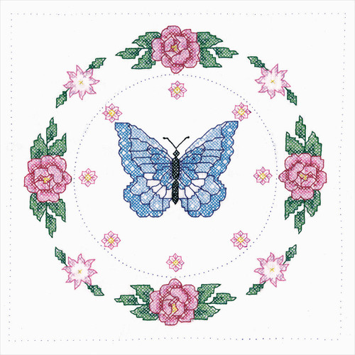 Tobin Stamped White Quilt Blocks 18"X18" 6/Pkg-Butterfly Rose - T288090 Tobin Stamped White Quilt Blocks 18"X18" 6/Pkg-Butterfly Rose - T288090