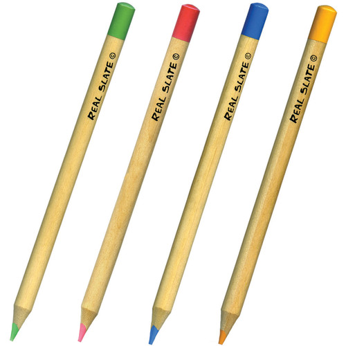 Pepperell Real Slate Chalk Pencils 5/Pkg W/Sharpener-Assorted Colors SLTCLK02