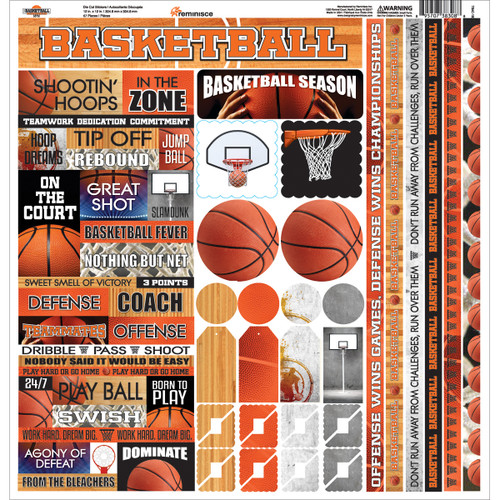 Reminisce Variety Cardstock Stickers 12"x12"-Basketball - TBAC100 - 895707383071