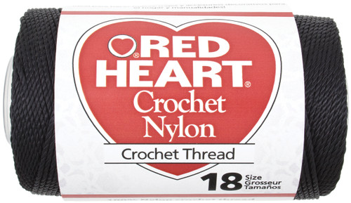Red Heart Nylon Crochet Thread Size 18-Black - 138-19 - 073650811104