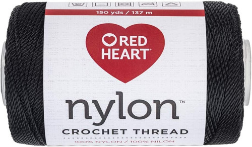 Red Heart Nylon Crochet Thread Size 18-Black - 138-19