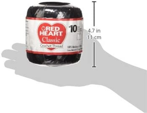 Red Heart Classic Crochet Thread Size 10-Black - 144-12