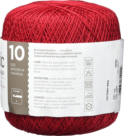 Red Heart Classic Crochet Thread Size 10-Victory Red 144-494