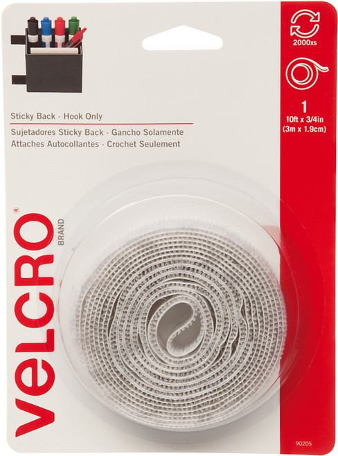 VELCRO(R) Brand Sticky Back Tape Hook Only .75"X10'-White 90205 - 075967902056