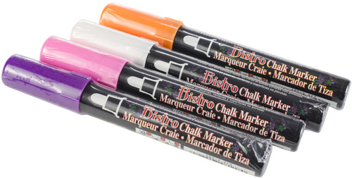 Uchida Bistro Chalk Marker 6mm Point Set 4/Pkg-White, Pink, Orange & Purple - 480-4B