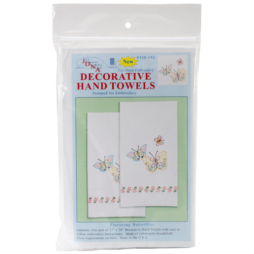 Jack Dempsey Stamped Decorative Hand Towel Pair 17"X28"-Fluttering Butterflies 320 143 - 013155021431