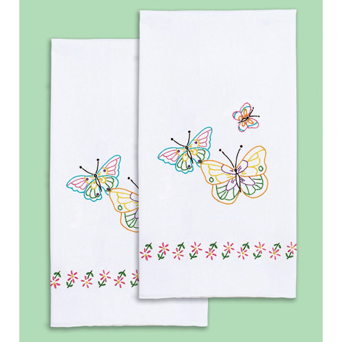 Jack Dempsey Stamped Decorative Hand Towel Pair 17"X28"-Fluttering Butterflies 320 143