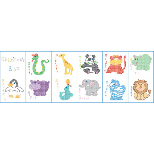 Jack Dempsey Stamped Cloth Nursery Books 8"X8" 12 Pages-Children's Zoo - 845 78