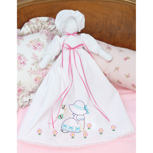 Jack Dempsey Stamped White Pillowcase Doll Kit-Sunbonnet Sue - 1900 891