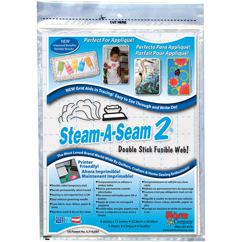 Warm Company Steam-A-Seam 2 Fusible Web-9"X12" 5/Pkg - 5517 Warm Company Steam-A-Seam 2 Fusible Web-9"X12" 5/Pkg - 5517