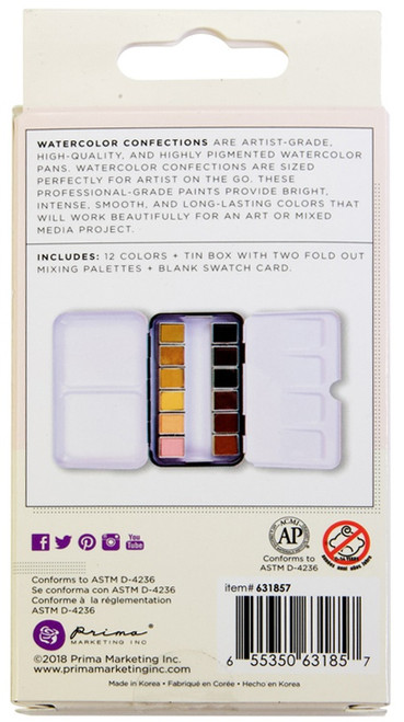 Prima Watercolor Confections Watercolor Pans 12/Pkg-Complexion - 631857 Prima Watercolor Confections Watercolor Pans 12/Pkg-Complexion - 631857