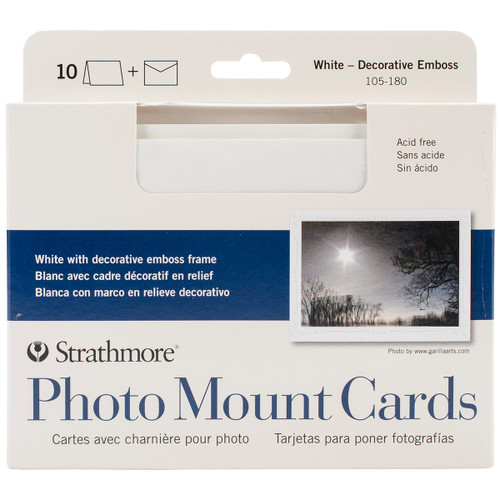 Strathmore Cards & Envelopes 5"X6.875" 10/Pkg-White W/Decorative Emboss Frame -105018 - 012017701184