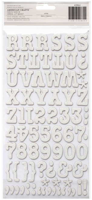 American Crafts Chipboard Alphabet Stickers-Roller Rink-White Glitter, 141/Pkg 42864