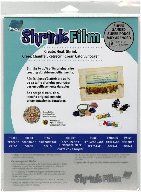 Grafix Shrink Film 8.5"X11" 6/Pkg-Super Sanded - KSF6-S - 096701144327