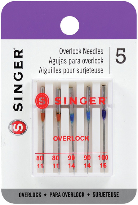 Singer Universal Regular Point Overlock Machine Needles-Sizes 11/80 (2), 14/90 (2) & 16/100 (1) 04803 - 075691048037