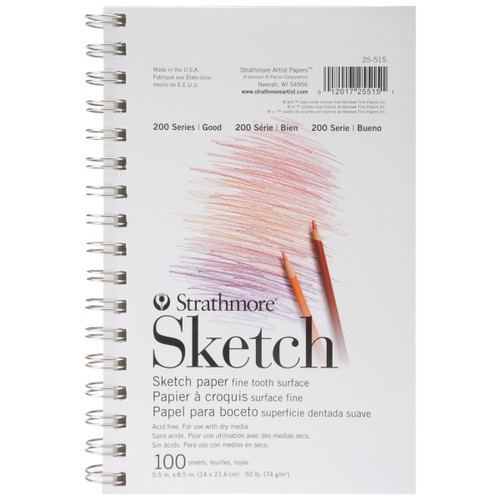 Strathmore Sketch Spiral Paper Pad 5.5"X8.5"-100 Sheets 255150 - 012017255151