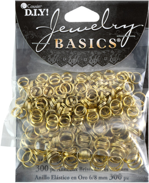 Cousin Jewelry Basics Metal Findings 300/Pkg-Gold Split Rings 6mm To 8mm 34719008 - 016321059603