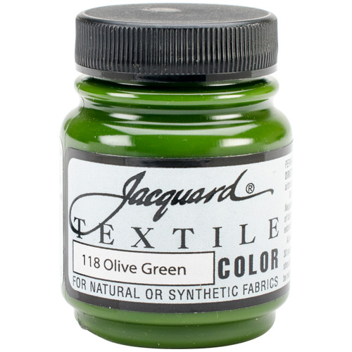 Jacquard Textile Color Fabric Paint 2.25oz-Olive Green - TEXTILE-1118 - 743772111801