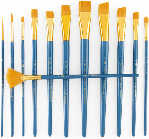 Royal & Langnickel(R) Gold Taklon Value Pack Brush Set-Round 12/Pkg RSET9307