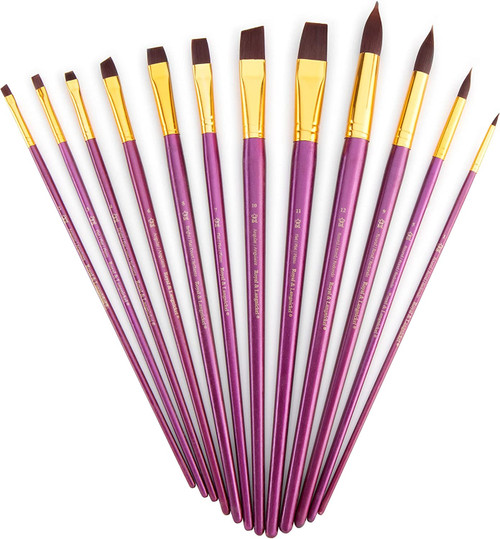 Royal & Langnickel(R) Burgundy Taklon Long Brush Value Pack-12/Pkg RSET9315