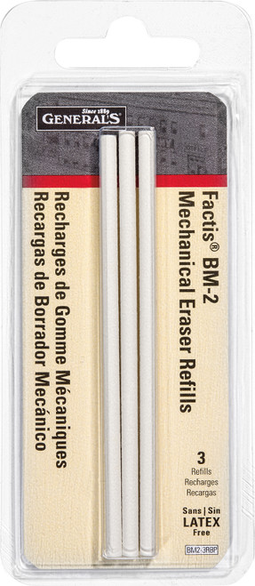 General's Factis Pen Style Mechanical Eraser Refills 3/Pkg- - BM2-3RBP - 044974213233