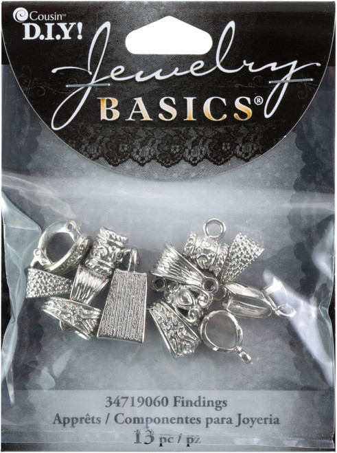 Cousin Jewelry Basics Metal Findings 13/Pkg-Silver Mixed Bail Pack 34719060 - 016321060128