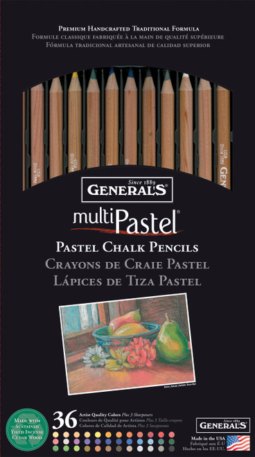 General's MultiPastel (R) Chalk Pencils 36/Pkg-Assorted Colors - 4400-36A - 044974440363