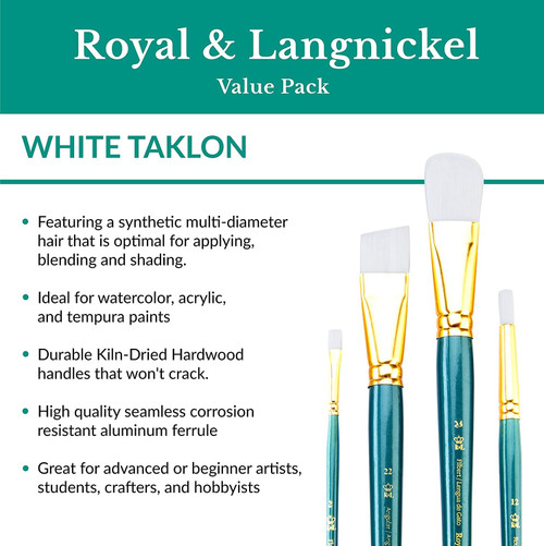 Royal & Langnickel(R) White Taklon Value Pack Brush Set-12/Pkg - RSET9308 Royal & Langnickel(R) White Taklon Value Pack Brush Set-12/Pkg - RSET9308