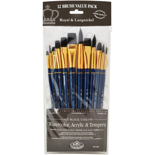 Royal & Langnickel(R) Black Taklon Value Pack Brush Set-12/Pkg RSET9302 - 090672060426